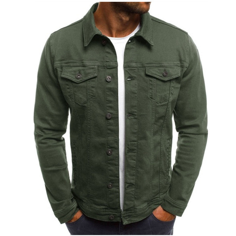 Denim Jacke - Slim Fit - Button-Up - Jeansjacke - Herrenjacke-Grün-S-Chaps Herrenmode