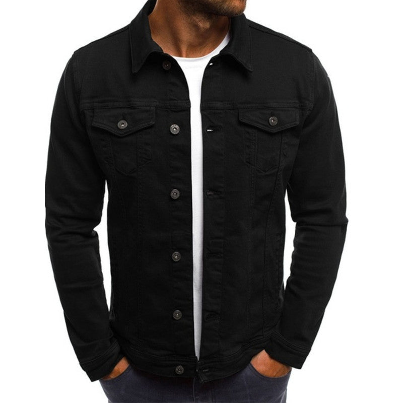 Denim Jacke - Slim Fit - Button-Up - Jeansjacke - Herrenjacke-Schwarz-S-Chaps Herrenmode
