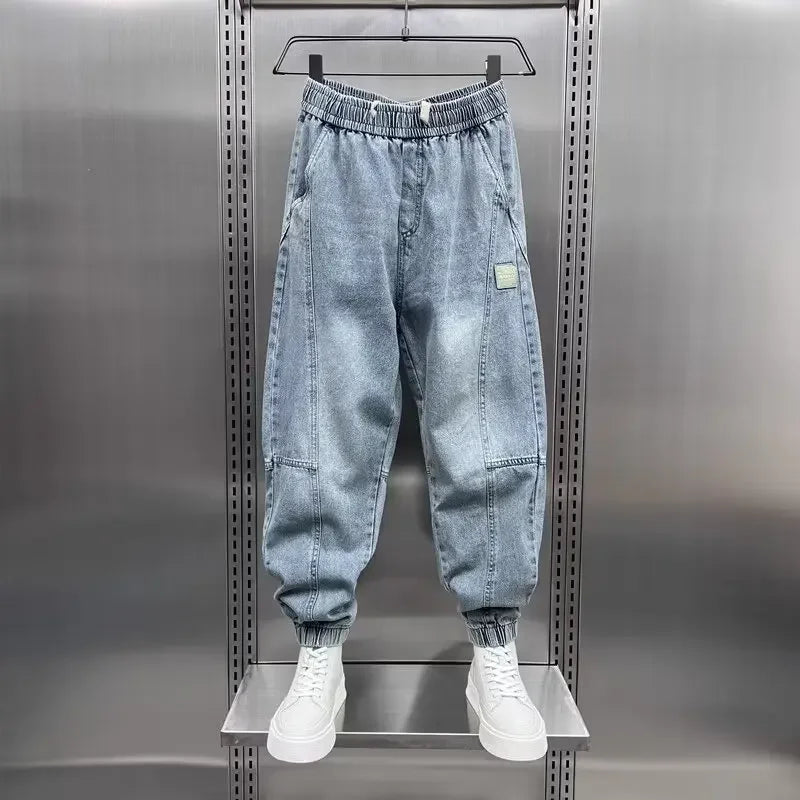 Denim Jogger - Baggy - Elastische Taille - Jogger Jeans - Herrenhosen-Chaps Herrenmode