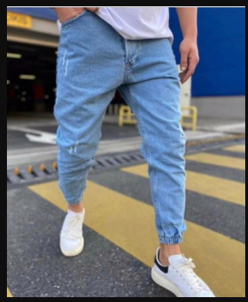 Denim-Jogginghose – lockere Passform – hellblau – Jogger-Jeans – Herrenjeans-Blau-S-Chaps Herrenmode