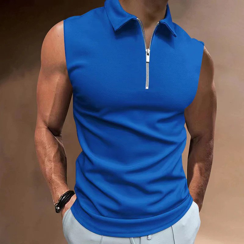 Dennis - Das Halfzipper Tank-Top-Blau-S-Chaps Herrenmode