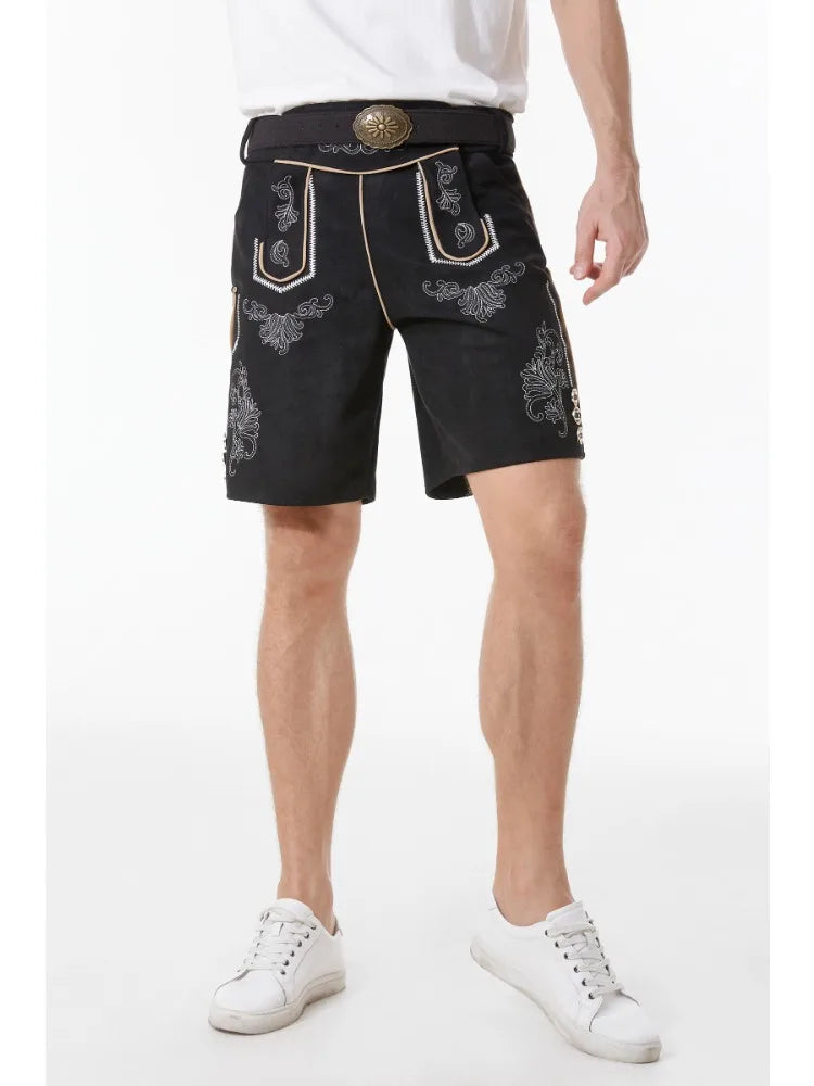 Deutsche Ledershorts – Traditionell – Bayerische Tracht – Lederhosen Oktoberfest – Deutsches Oktoberfest-Outfit für Männer-Chaps Herrenmode