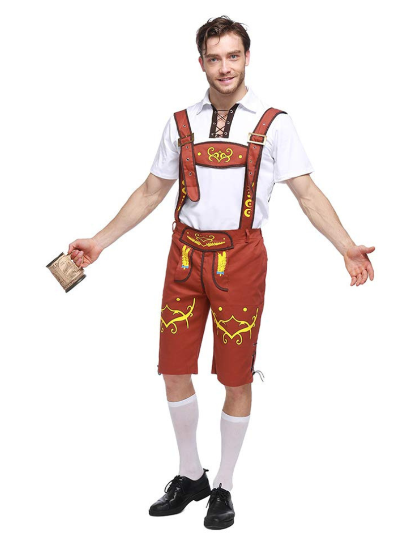 Deutsche Oktoberfest-Leder-Shorts | Hosenträger | Shorts | Leder-Shorts-Outfit | Deutsches Oktoberfest-Outfit für Männer-Chaps Herrenmode