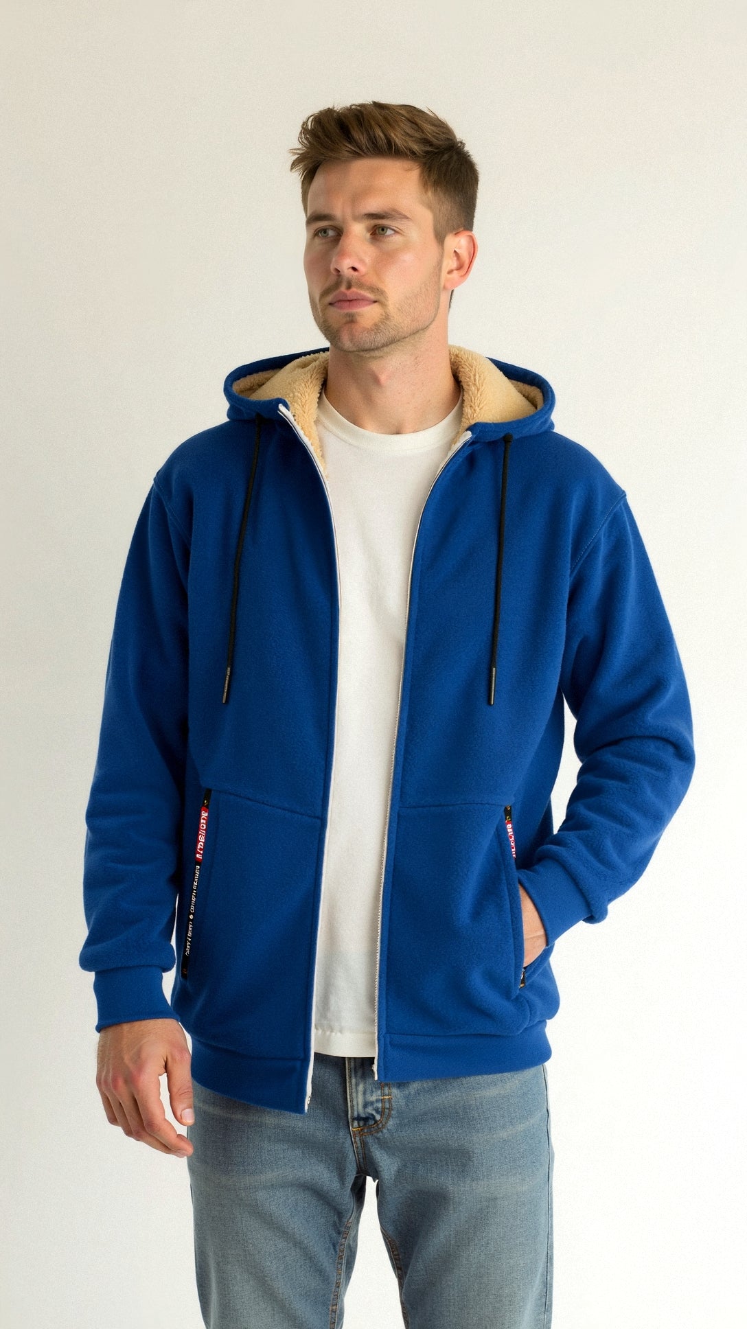 Fellgefütterter Hoodie – Warm – Mit Reißverschluss – Winter-Hoodie – Herren-Hoodie-Jacke-Chaps Herrenmode