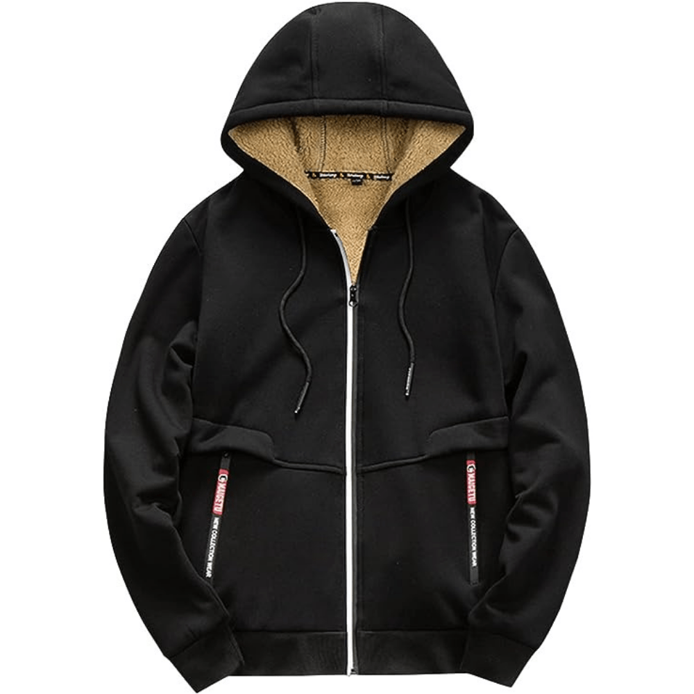 Fellgefütterter Hoodie – Warm – Mit Reißverschluss – Winter-Hoodie – Herren-Hoodie-Jacke-Chaps Herrenmode
