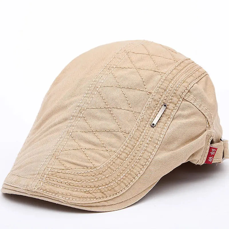 Flache Mütze - Verstellbar - Segeltuch - Britische Mützen - Flache Herrenmützen-Beige-Chaps Herrenmode