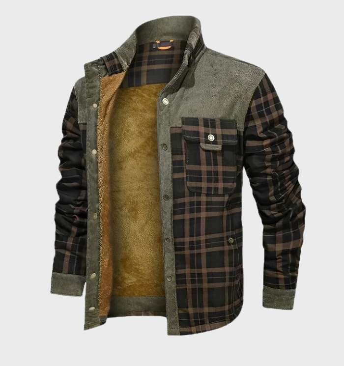 Flanellhemd | Fleece gefüttert | Kariert | Flanelljacke | Herrenbekleidung-Grau - Braun-S-Chaps Herrenmode
