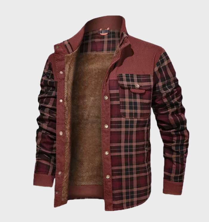 Flanellhemd | Fleece gefüttert | Kariert | Flanelljacke | Herrenbekleidung-Rot-S-Chaps Herrenmode