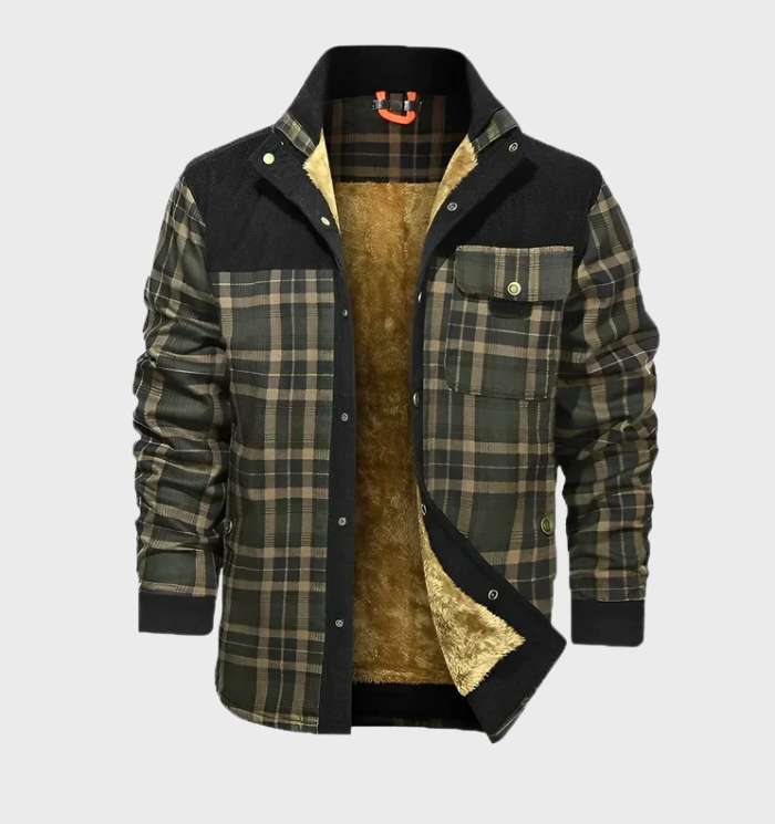 Flanellhemd | Fleece gefüttert | Kariert | Flanelljacke | Herrenbekleidung-Schwarz - Grün-S-Chaps Herrenmode