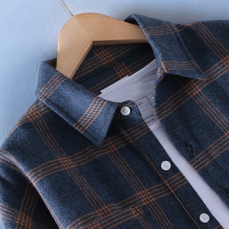 Flanellhemd – Langärmliges Kariertes Herrenhemd mit Knöpfen-Chaps Herrenmode