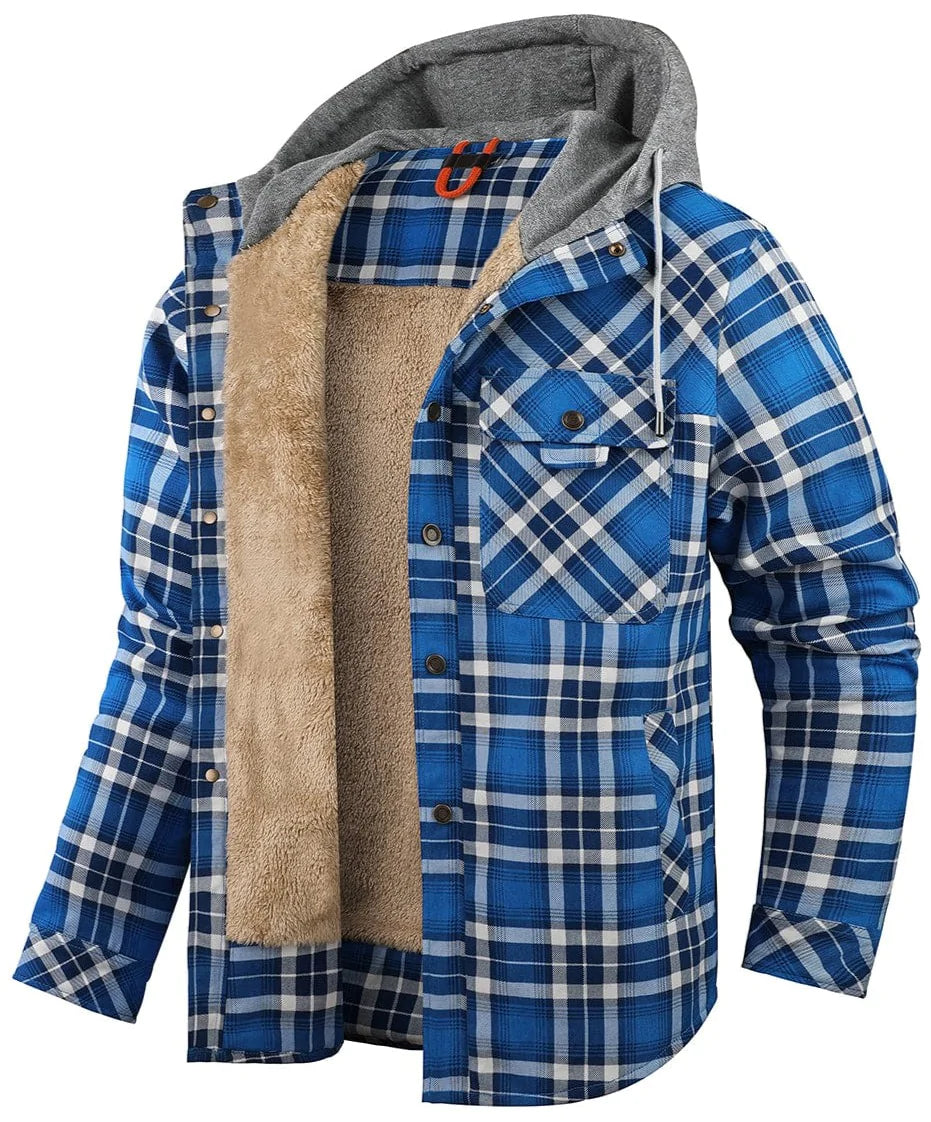 Flanelljacke | Kapuzenjacke | Karojacke | Fleecejacke | Winterjacke für Herren-Blau-S-Chaps Herrenmode