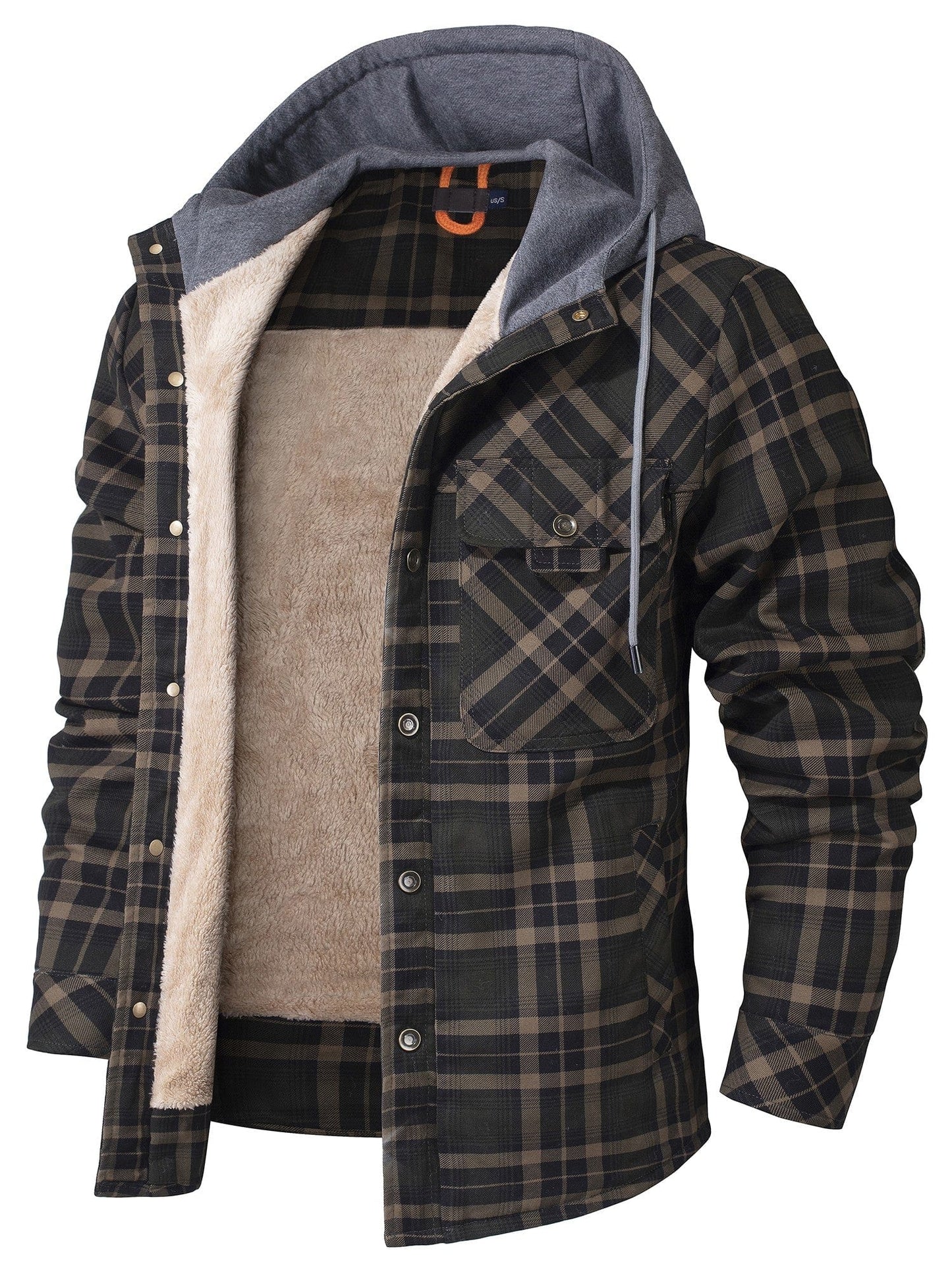 Flanelljacke | Kapuzenjacke | Karojacke | Fleecejacke | Winterjacke für Herren-Dunkelgrün-S-Chaps Herrenmode