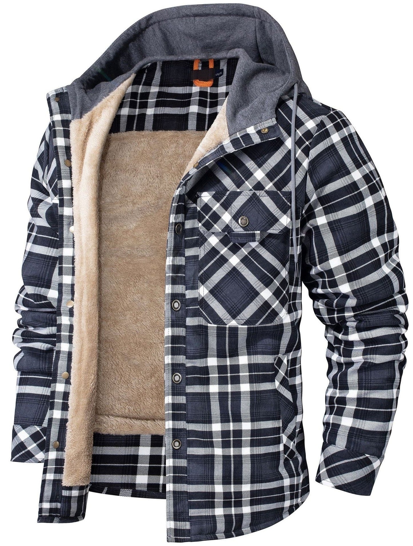 Flanelljacke | Kapuzenjacke | Karojacke | Fleecejacke | Winterjacke für Herren-Grau-S-Chaps Herrenmode