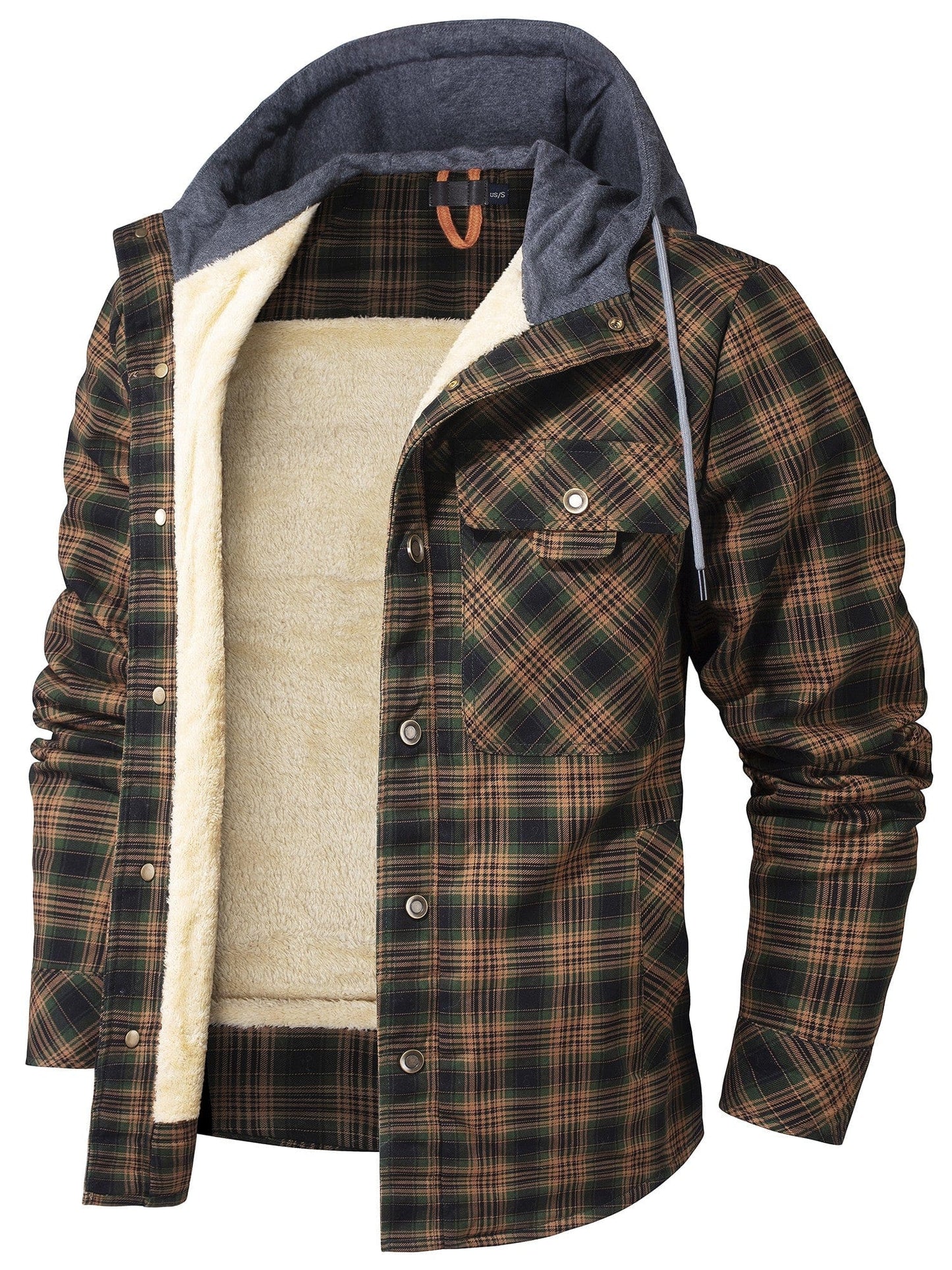 Flanelljacke | Kapuzenjacke | Karojacke | Fleecejacke | Winterjacke für Herren-Grün-S-Chaps Herrenmode