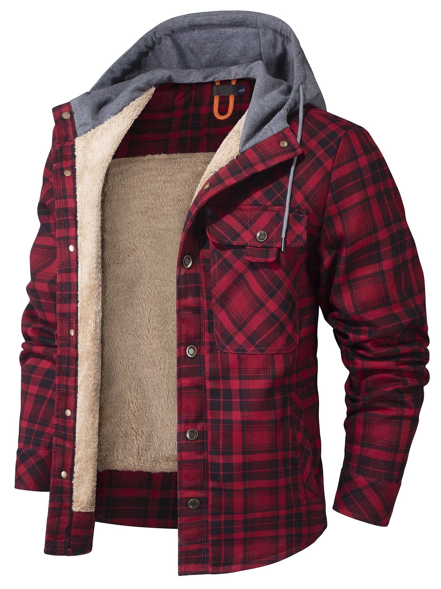 Flanelljacke | Kapuzenjacke | Karojacke | Fleecejacke | Winterjacke für Herren-Rot-S-Chaps Herrenmode