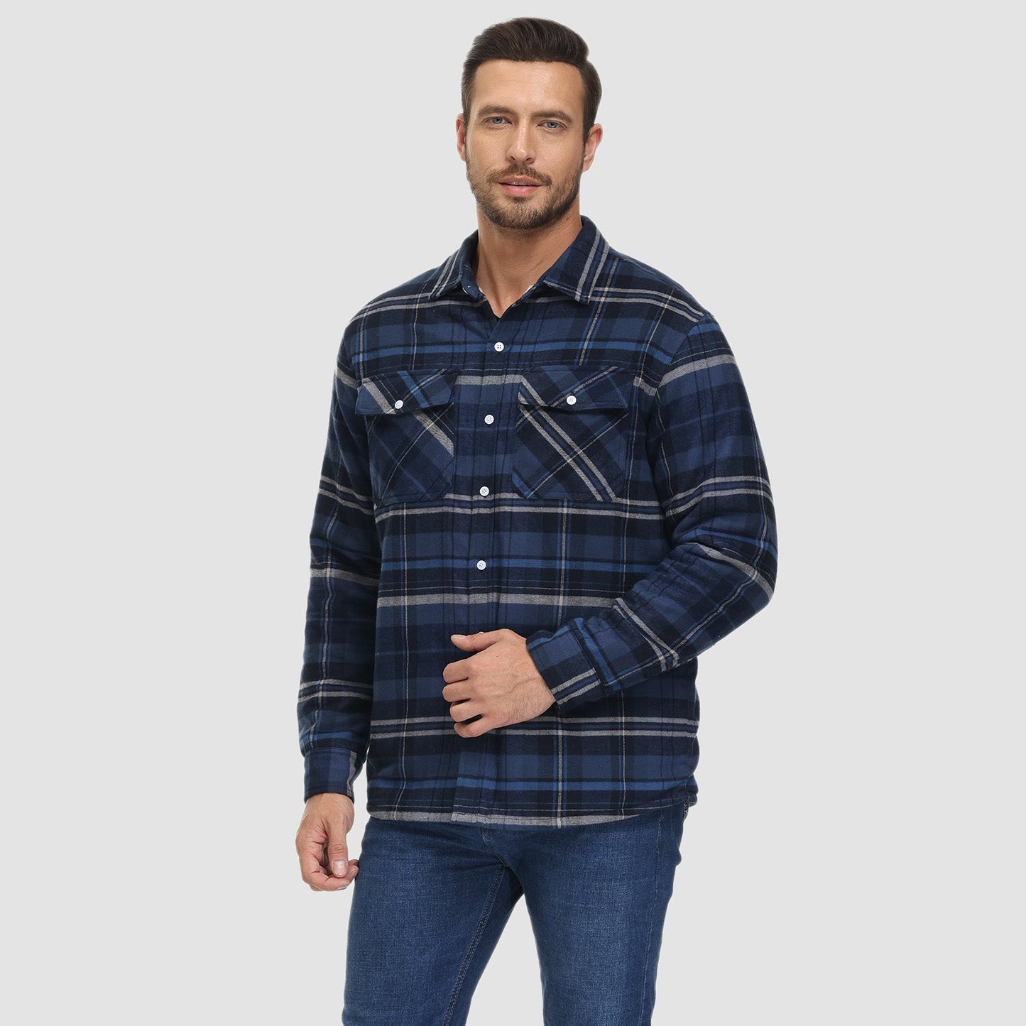 Flanelljacke – Kariertes, Mit Fleece Gefüttertes Herren-Overshirt für den Winter-Chaps Herrenmode