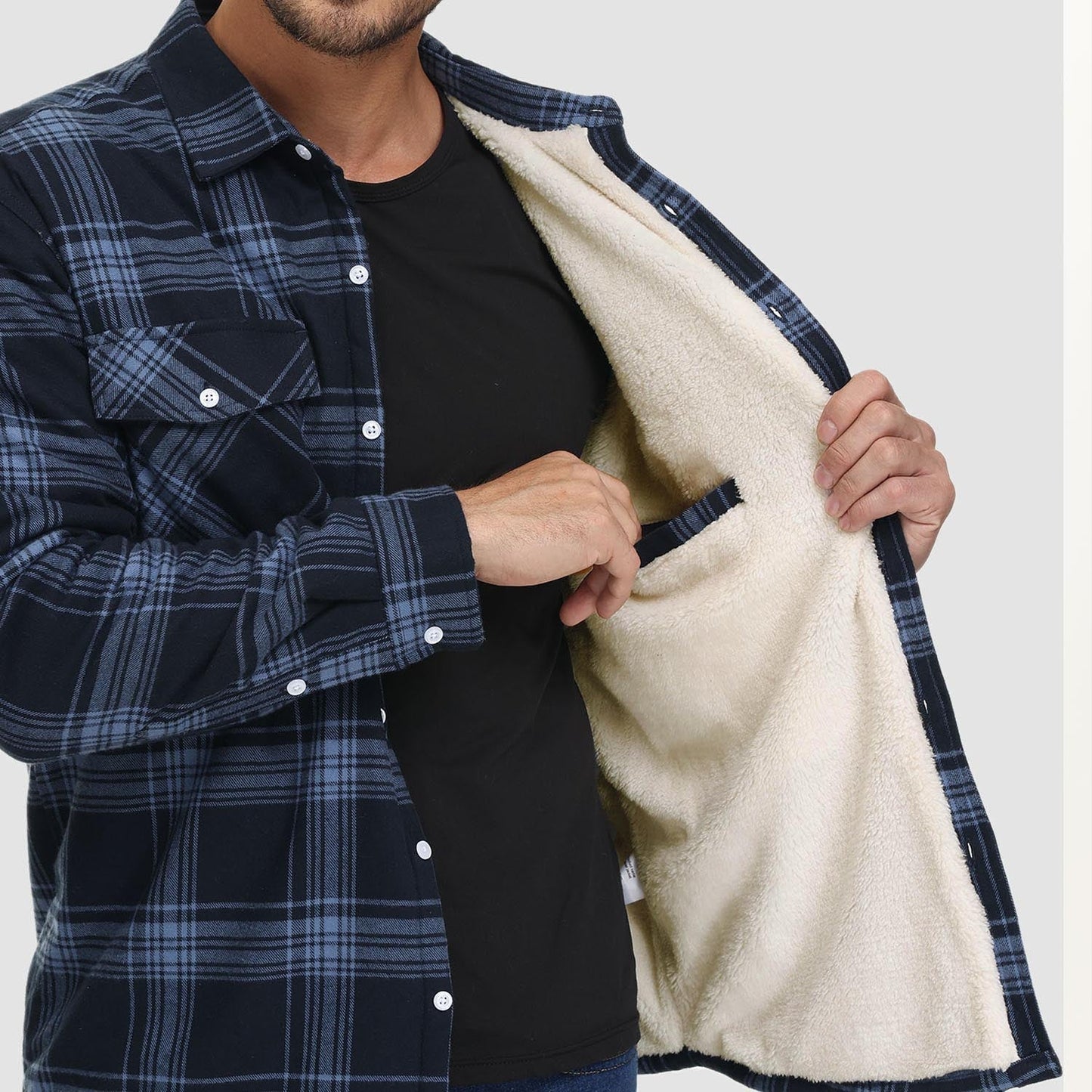 Flanelljacke – Kariertes, Mit Fleece Gefüttertes Herren-Overshirt für den Winter-Chaps Herrenmode