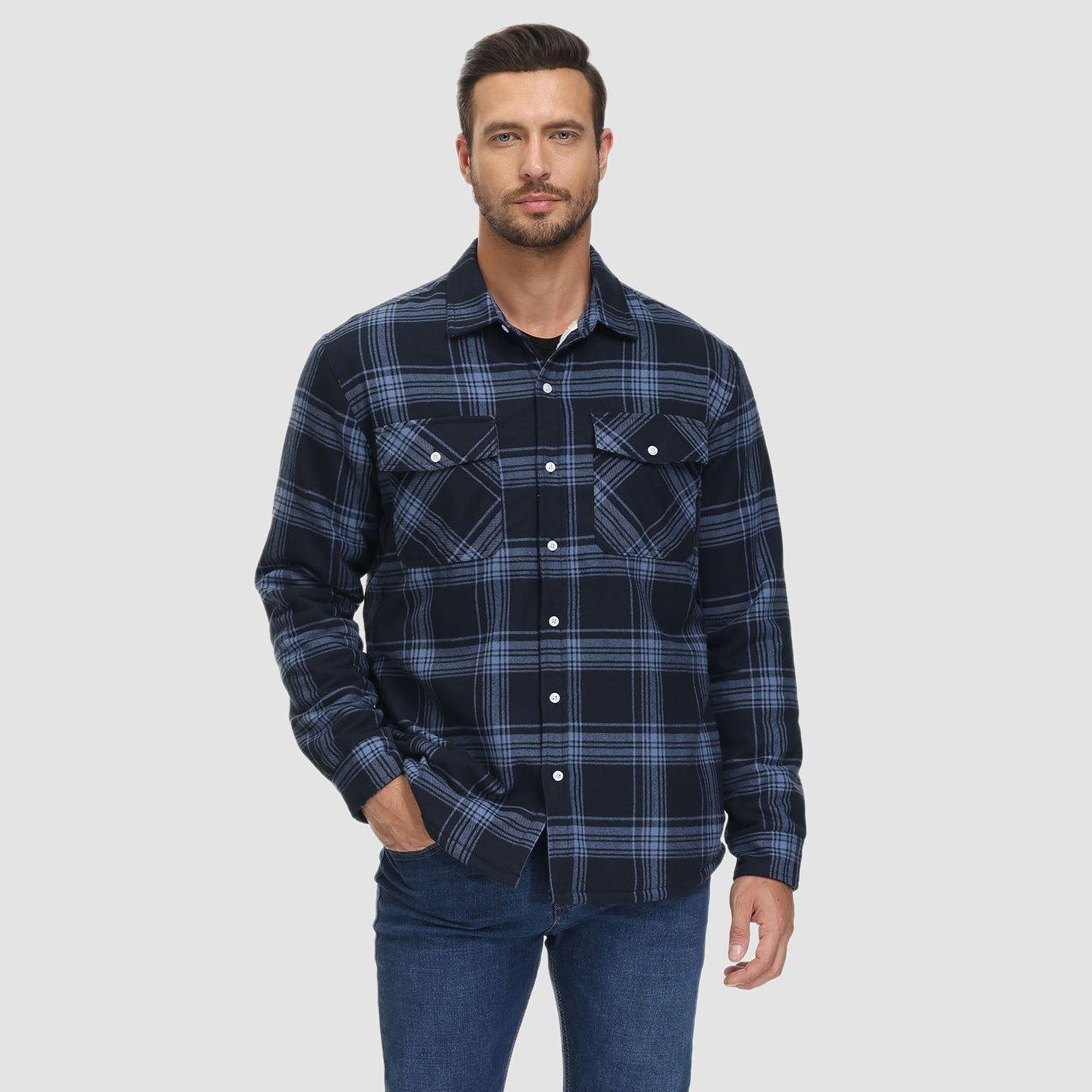 Flanelljacke – Kariertes, Mit Fleece Gefüttertes Herren-Overshirt für den Winter-Chaps Herrenmode