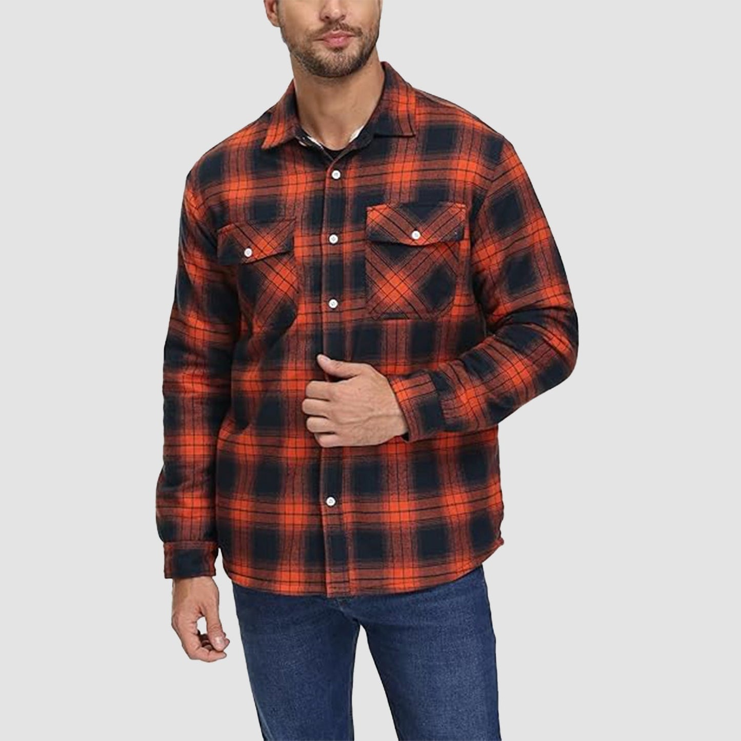 Flanelljacke – Kariertes, Mit Fleece Gefüttertes Herren-Overshirt für den Winter-Chaps Herrenmode