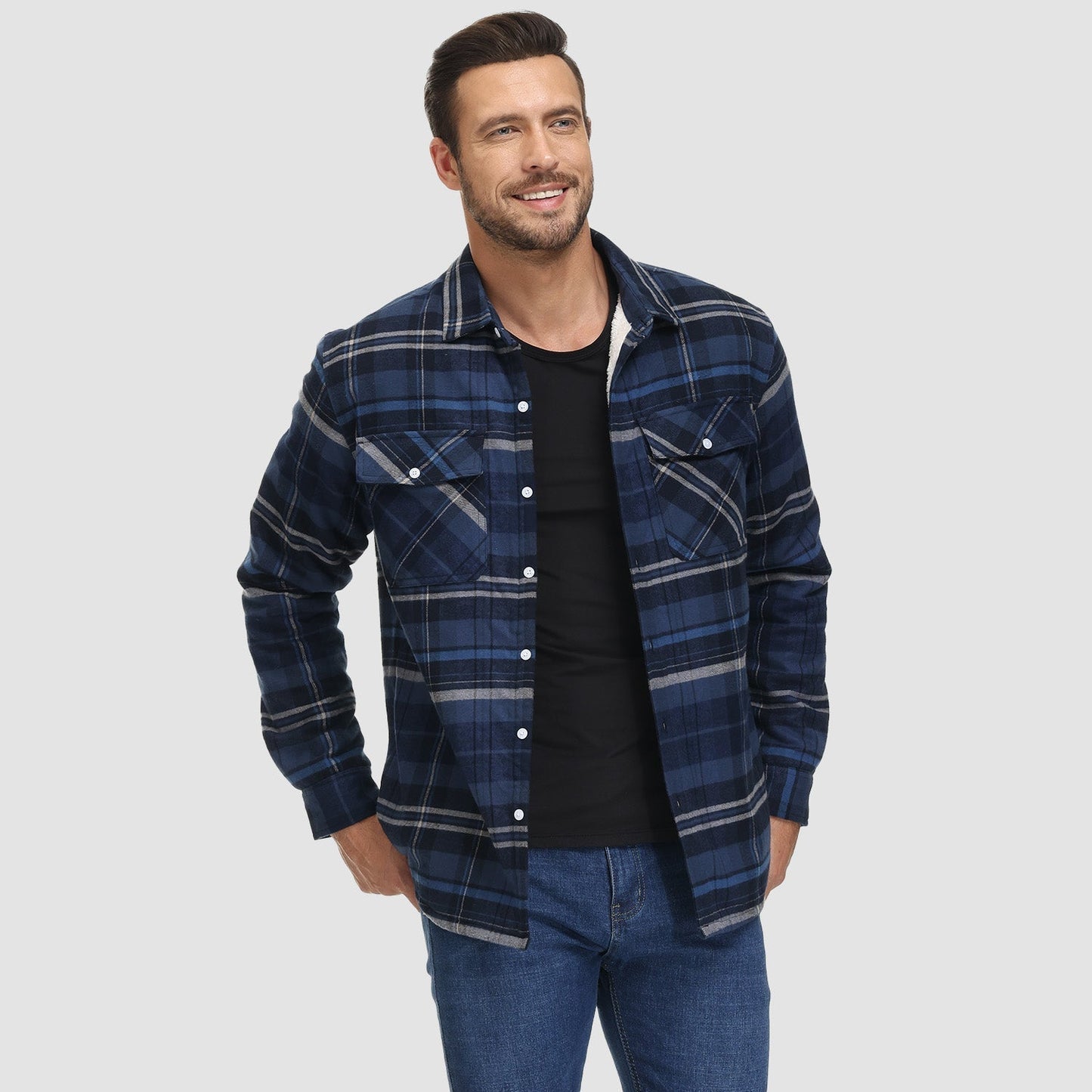 Flanelljacke – Kariertes, Mit Fleece Gefüttertes Herren-Overshirt für den Winter-Chaps Herrenmode