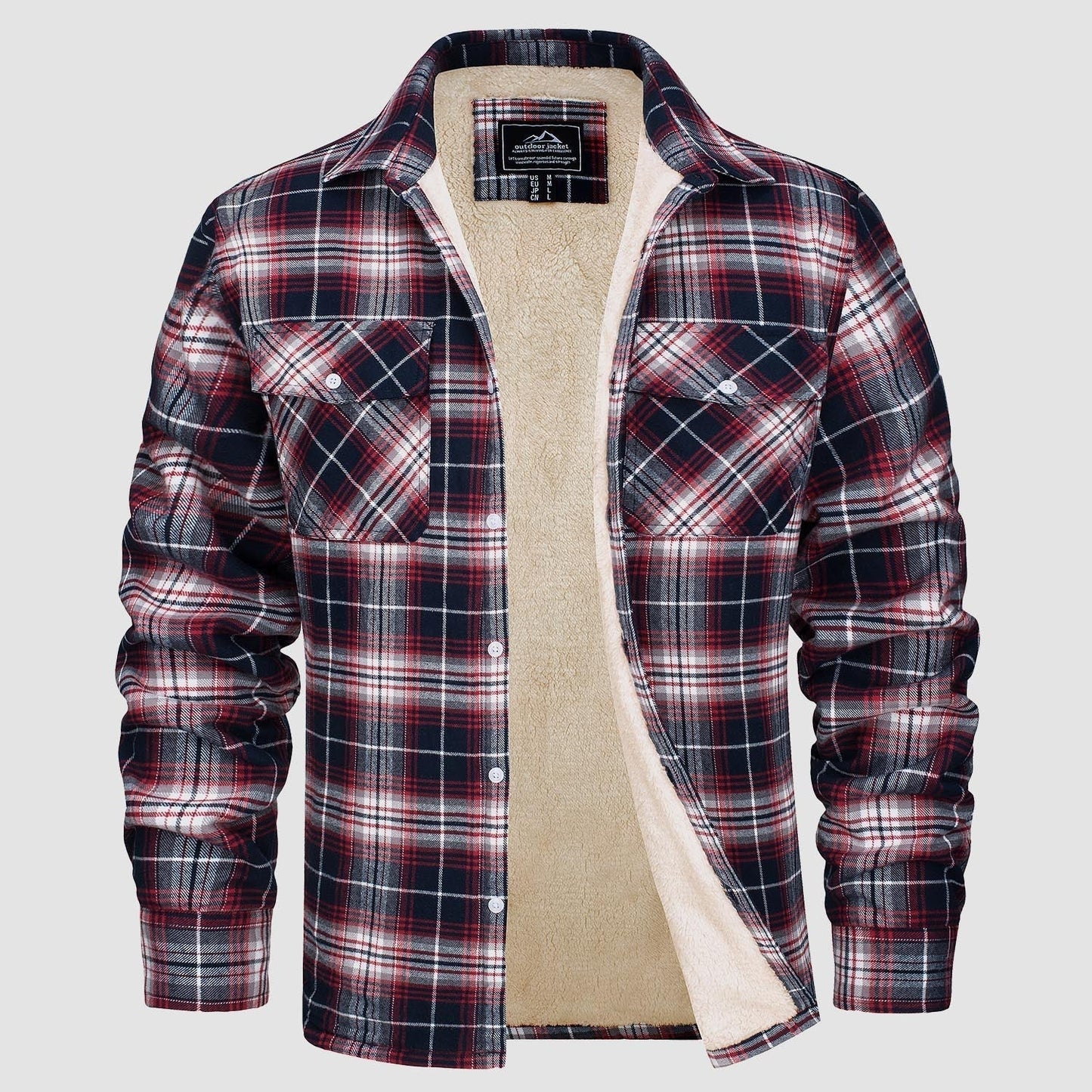 Flanelljacke – Kariertes, Mit Fleece Gefüttertes Herren-Overshirt für den Winter-Rot-S-Chaps Herrenmode