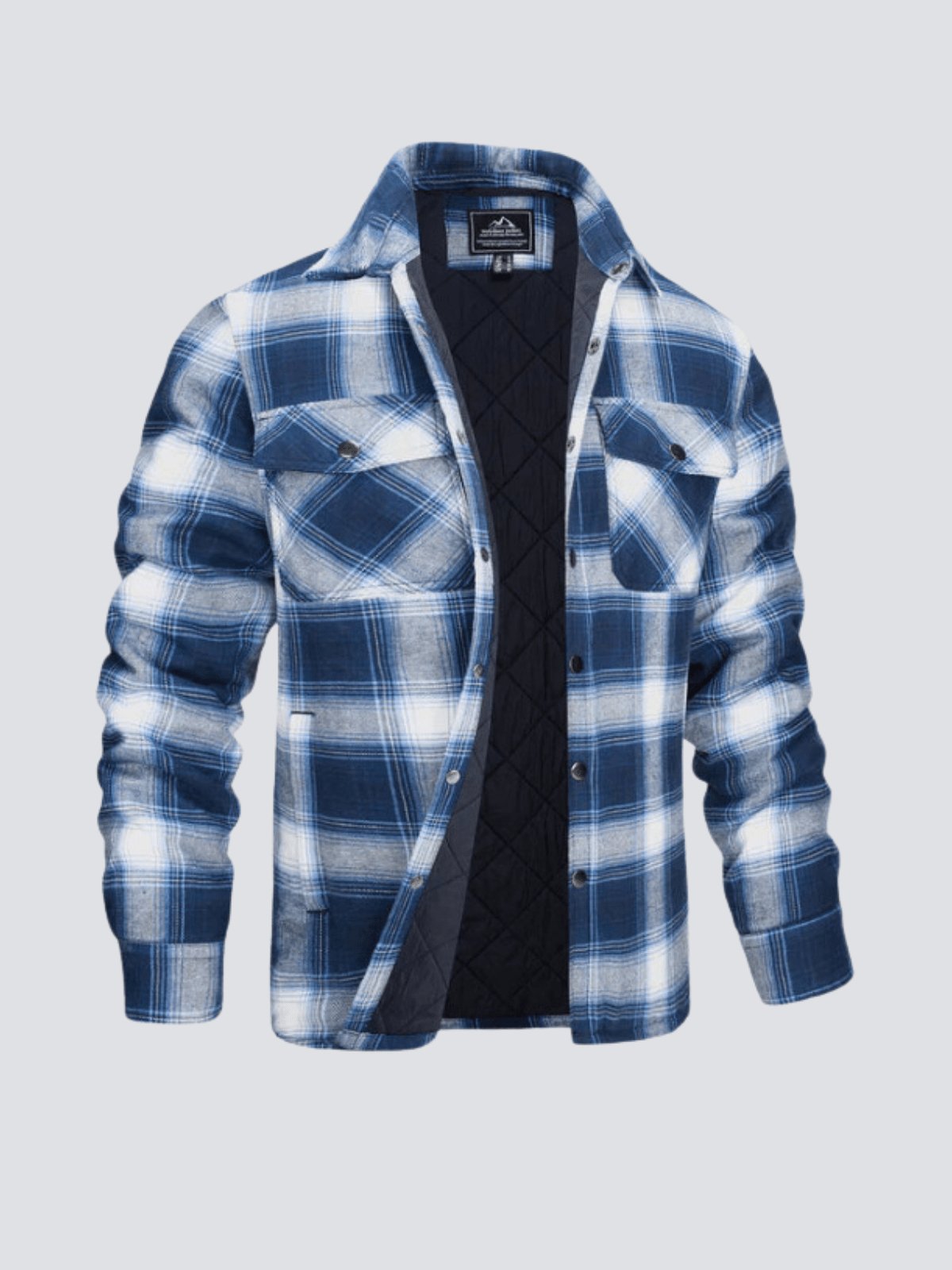Flanelljacke – kariert – mit Knöpfen – gefütterte Innenjacke – Winterjacke für Herren-Blau-M-Chaps Herrenmode
