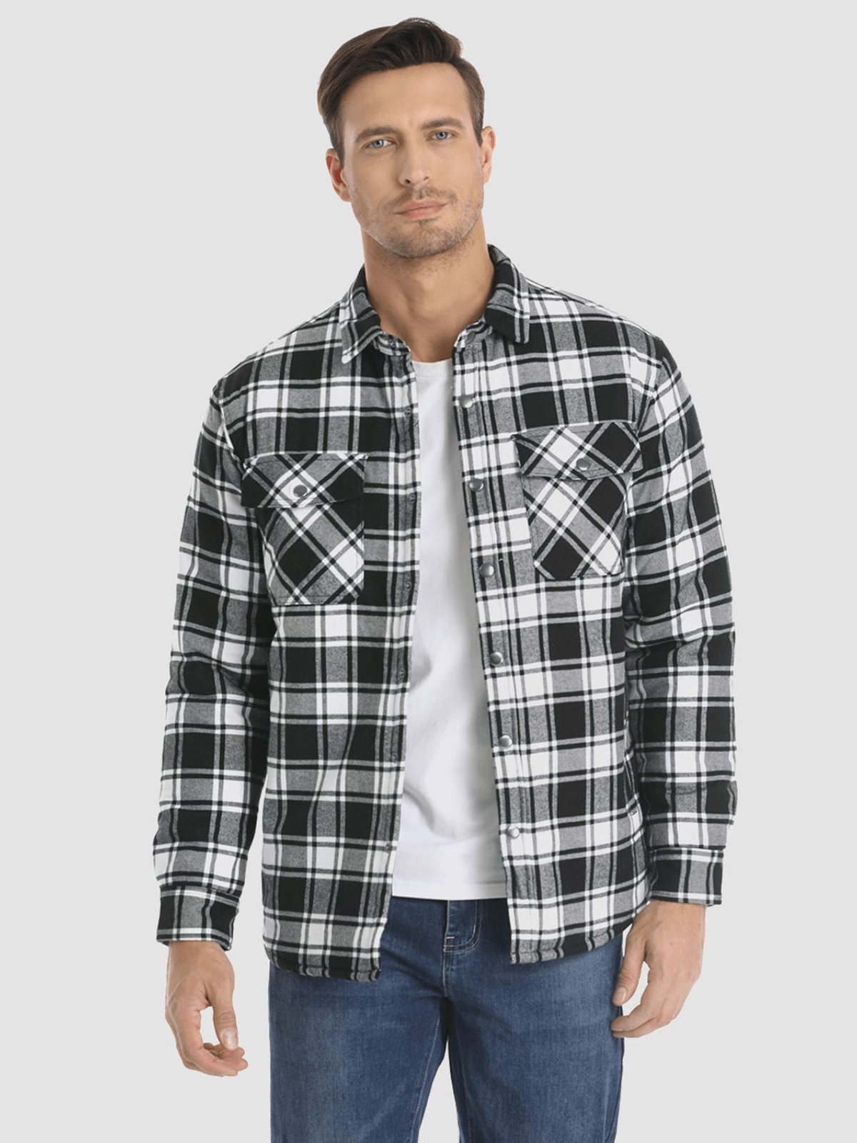 Flanelljacke – kariert – mit Knöpfen – gefütterte Innenjacke – Winterjacke für Herren-Chaps Herrenmode