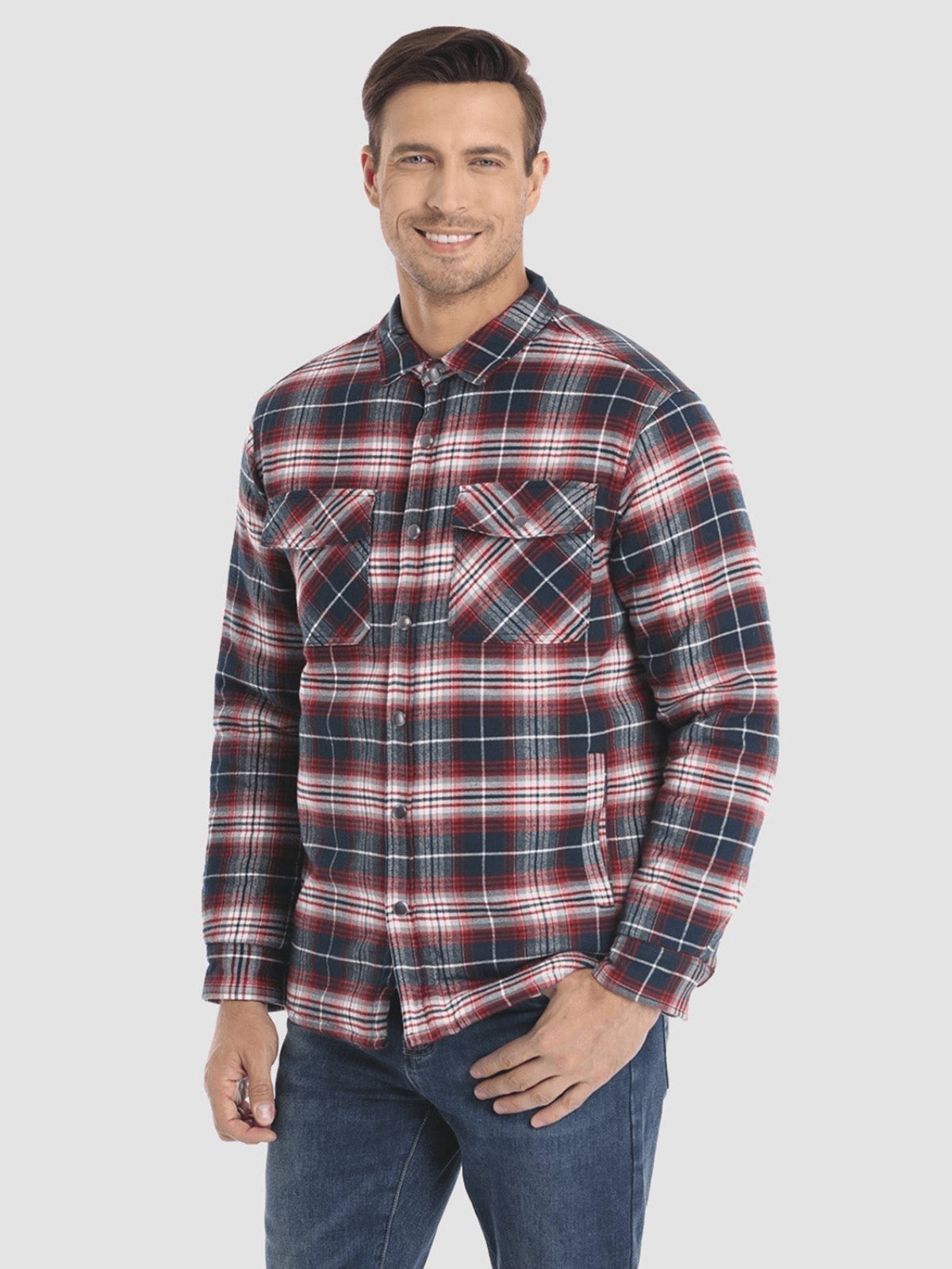 Flanelljacke – kariert – mit Knöpfen – gefütterte Innenjacke – Winterjacke für Herren-Chaps Herrenmode