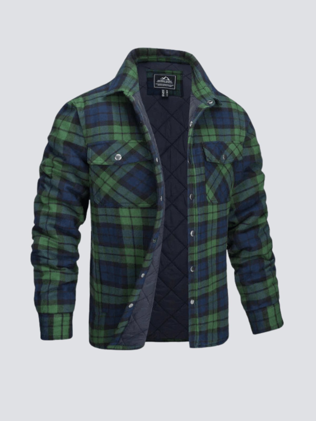 Flanelljacke – kariert – mit Knöpfen – gefütterte Innenjacke – Winterjacke für Herren-Grün-M-Chaps Herrenmode