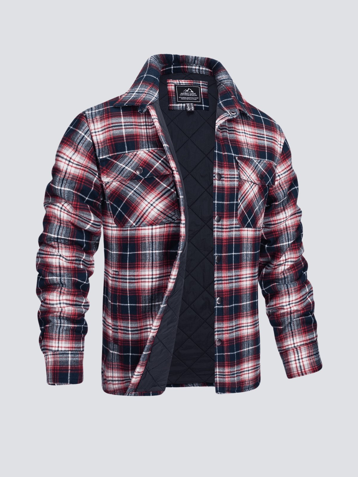 Flanelljacke – kariert – mit Knöpfen – gefütterte Innenjacke – Winterjacke für Herren-Rot-M-Chaps Herrenmode
