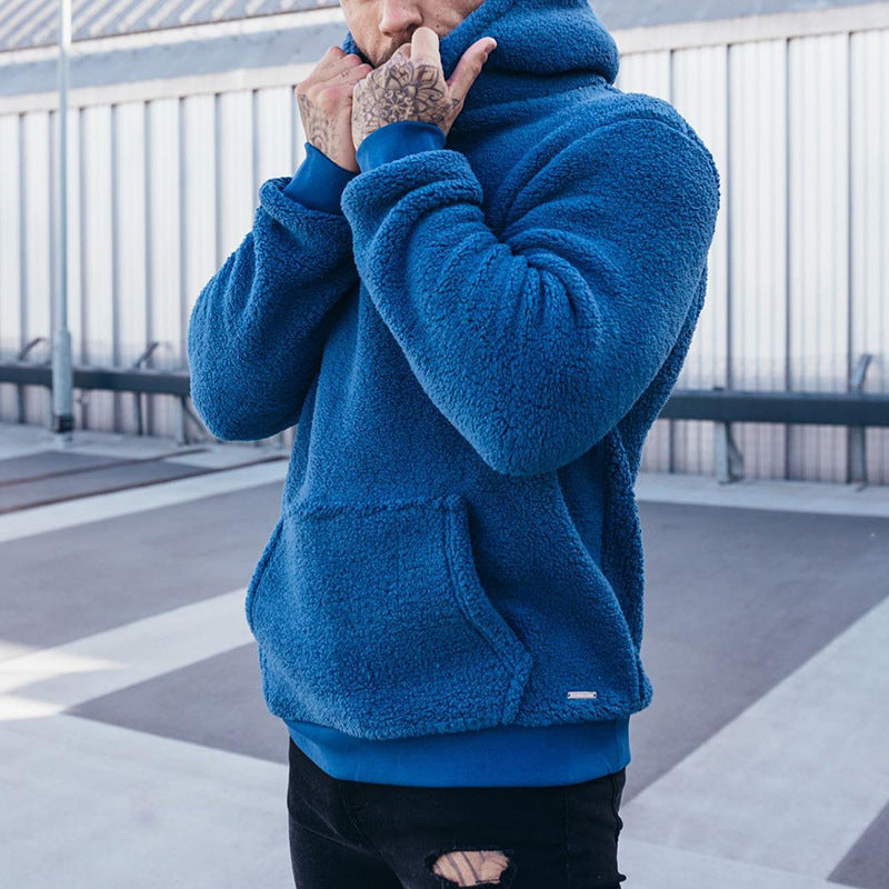 Fleece-Hoodie – Bequemer Teddy-Hoodie für Männer zum Überziehen-Blau-S-Chaps Herrenmode