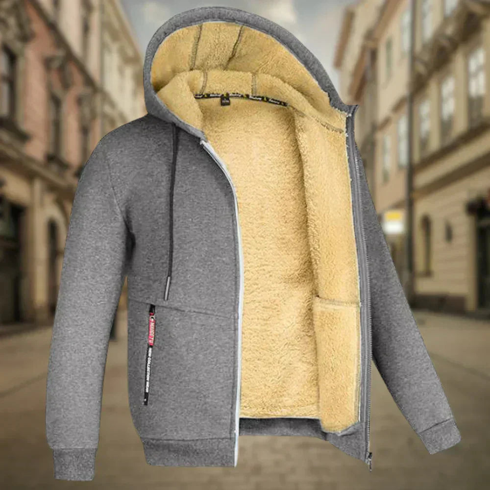 Fleece Hoodie Jacke - Winter - Warm - Zip-Up Hoodie - Herren Hoodie-Grau-S-Chaps Herrenmode