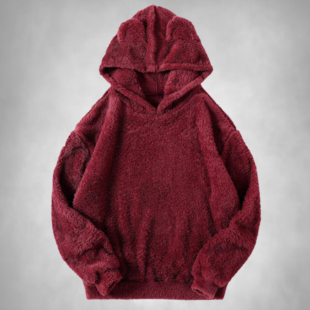 Fleece-Hoodie – Warmer, bequemer Teddy-Pullover-Hoodie für Männer-Bordeauxrot-S-Chaps Herrenmode