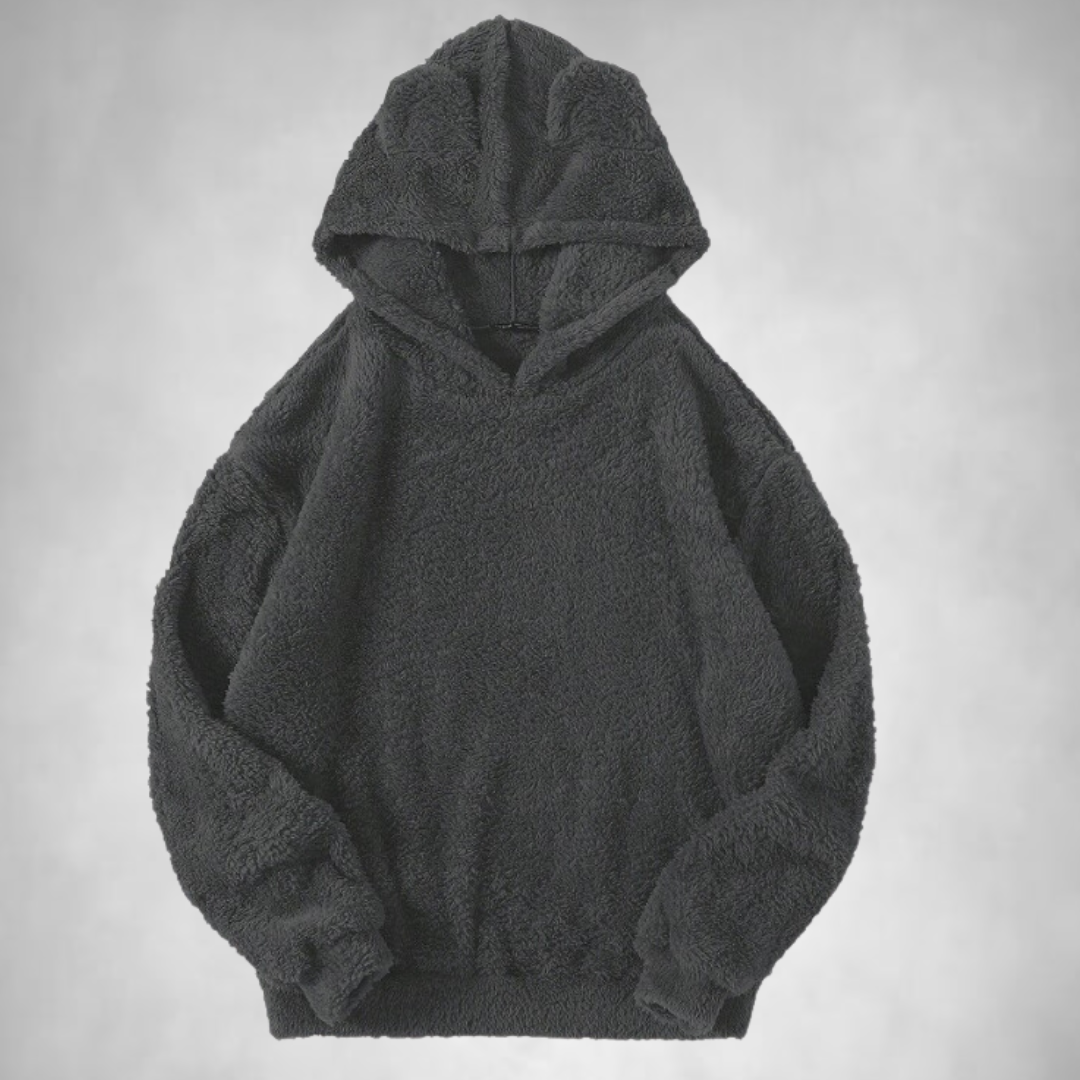 Fleece-Hoodie – Warmer, bequemer Teddy-Pullover-Hoodie für Männer-Dunkelgrau-S-Chaps Herrenmode