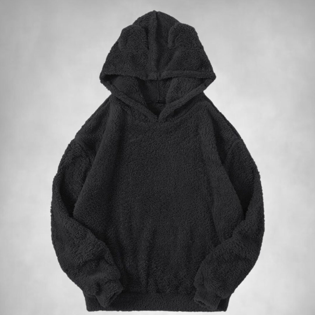 Fleece-Hoodie – Warmer, bequemer Teddy-Pullover-Hoodie für Männer-Schwarz-S-Chaps Herrenmode