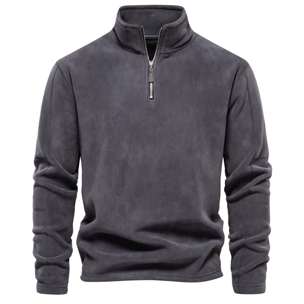 Fleece Pullover - Half Zip - Warm - Quarter Zip Fleece - Fleece für Männer-Grau-S-Chaps Herrenmode