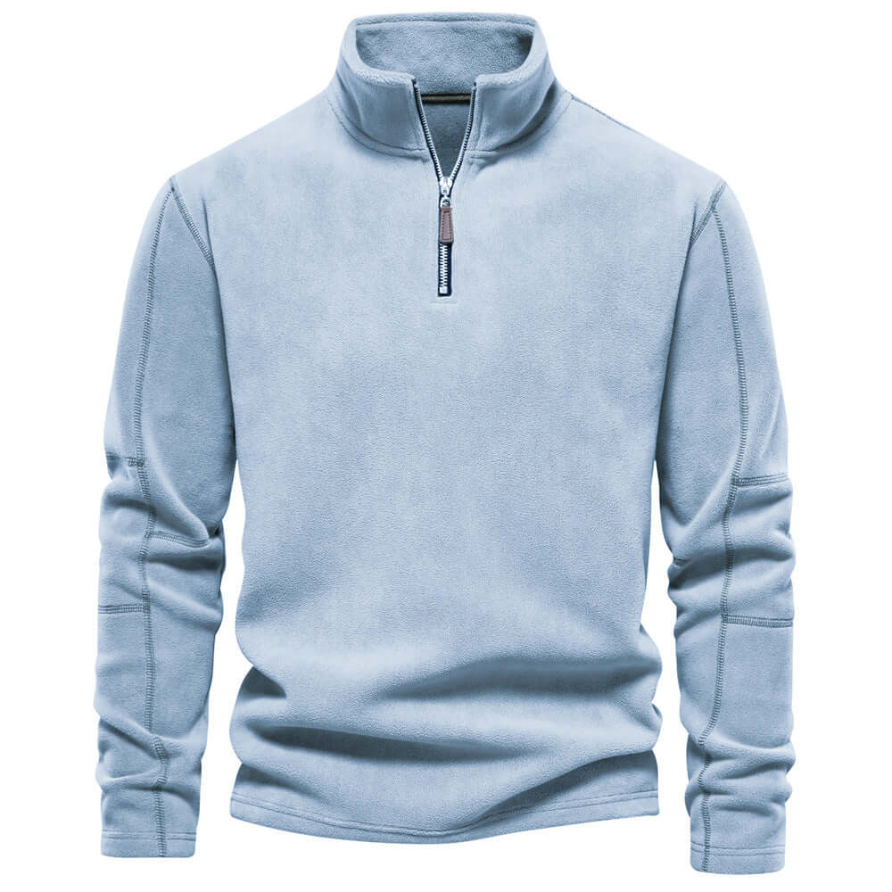 Fleece Pullover - Half Zip - Warm - Quarter Zip Fleece - Fleece für Männer-Hellblau-S-Chaps Herrenmode