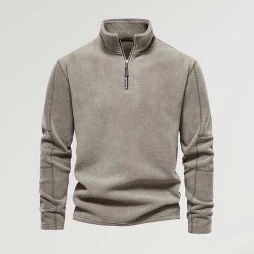 Fleece Pullover - Quarter Zip - Langarm - Fleece Shirt - Herren Half Zip Pullover-Olivgrün-S-Chaps Herrenmode