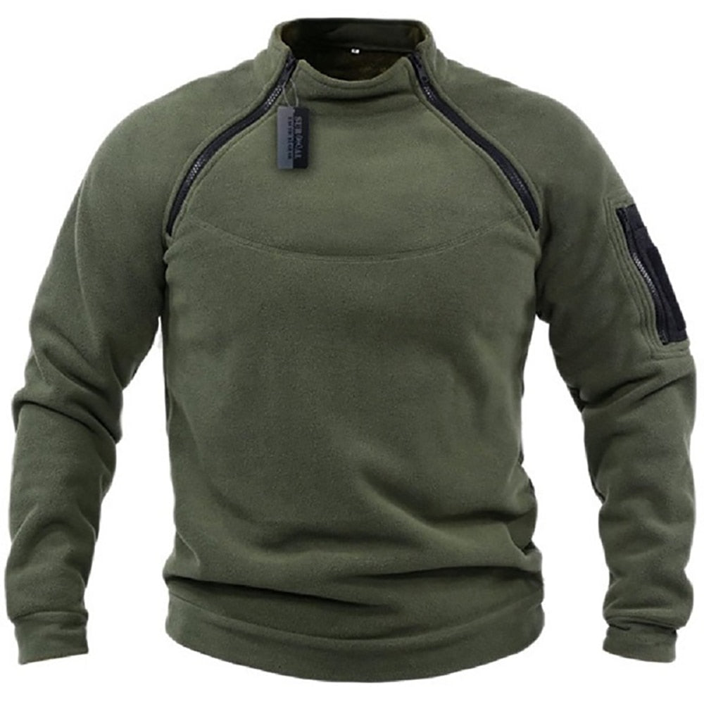 Fleece Pullover | Warm | Half Zip | Outdoor Fleece | Herren Fleece-Armeegrün-S-Chaps Herrenmode