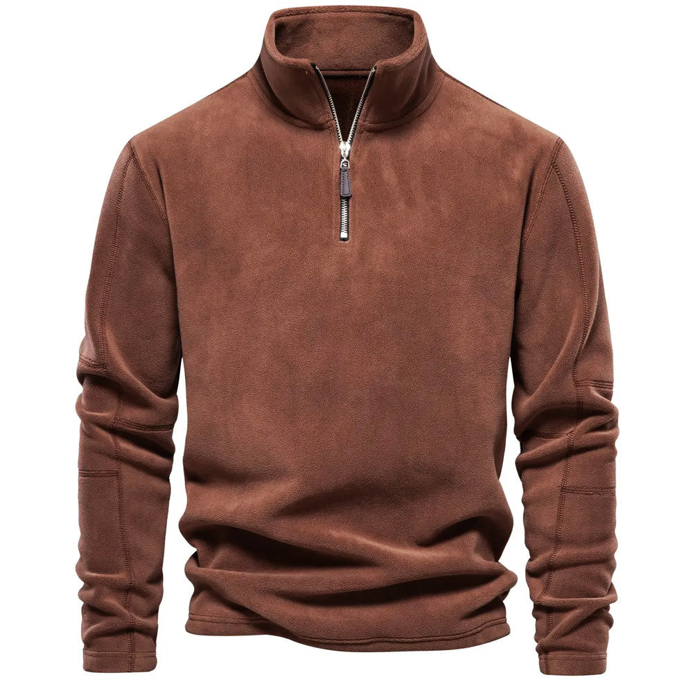 Fleece-Pullover | Warm | Winter | Fleece mit halbem Reißverschluss | Herrenbekleidung-Kaffee-S-Chaps Herrenmode