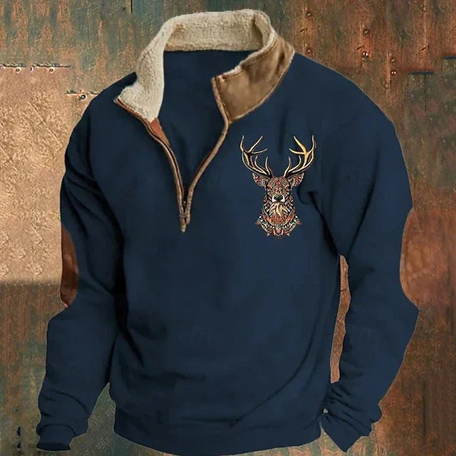 Fleece-Pullover – Warmer Fleece-Pullover mit halbem Reißverschluss für Männer für den Winter-Blau-S-Chaps Herrenmode