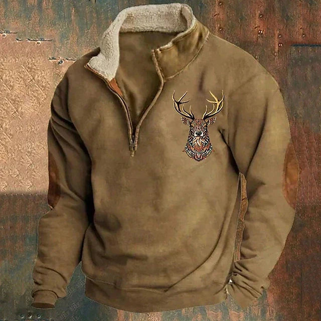 Fleece-Pullover – Warmer Fleece-Pullover mit halbem Reißverschluss für Männer für den Winter-Braun-S-Chaps Herrenmode