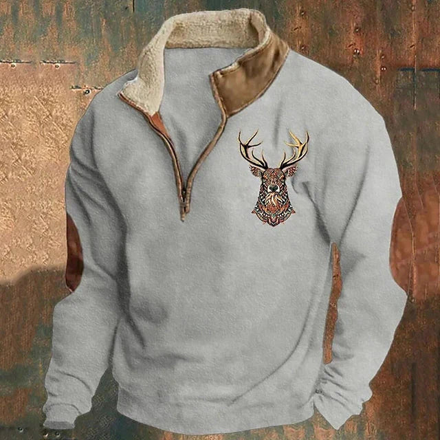 Fleece-Pullover – Warmer Fleece-Pullover mit halbem Reißverschluss für Männer für den Winter-Grau-S-Chaps Herrenmode
