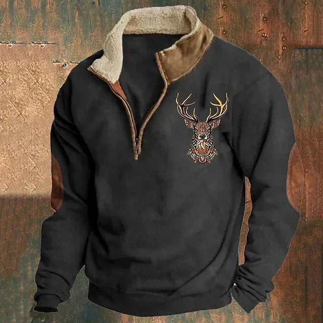 Fleece-Pullover – Warmer Fleece-Pullover mit halbem Reißverschluss für Männer für den Winter-Schwarz-S-Chaps Herrenmode