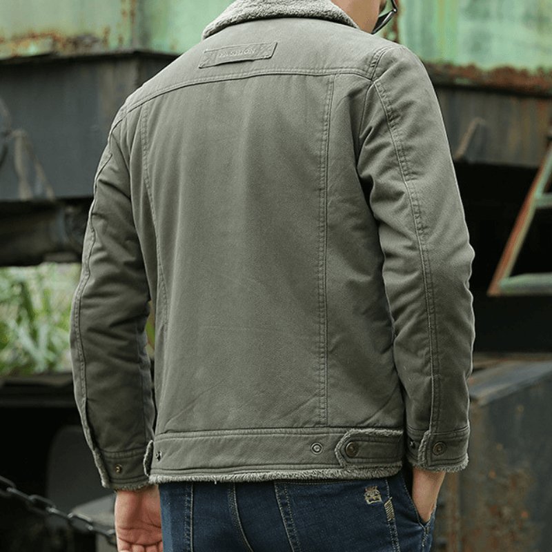 Fleece gefütterte Jacke | Button-Up | Brusttasche | Winterjacke | Herrenjacke-Chaps Herrenmode
