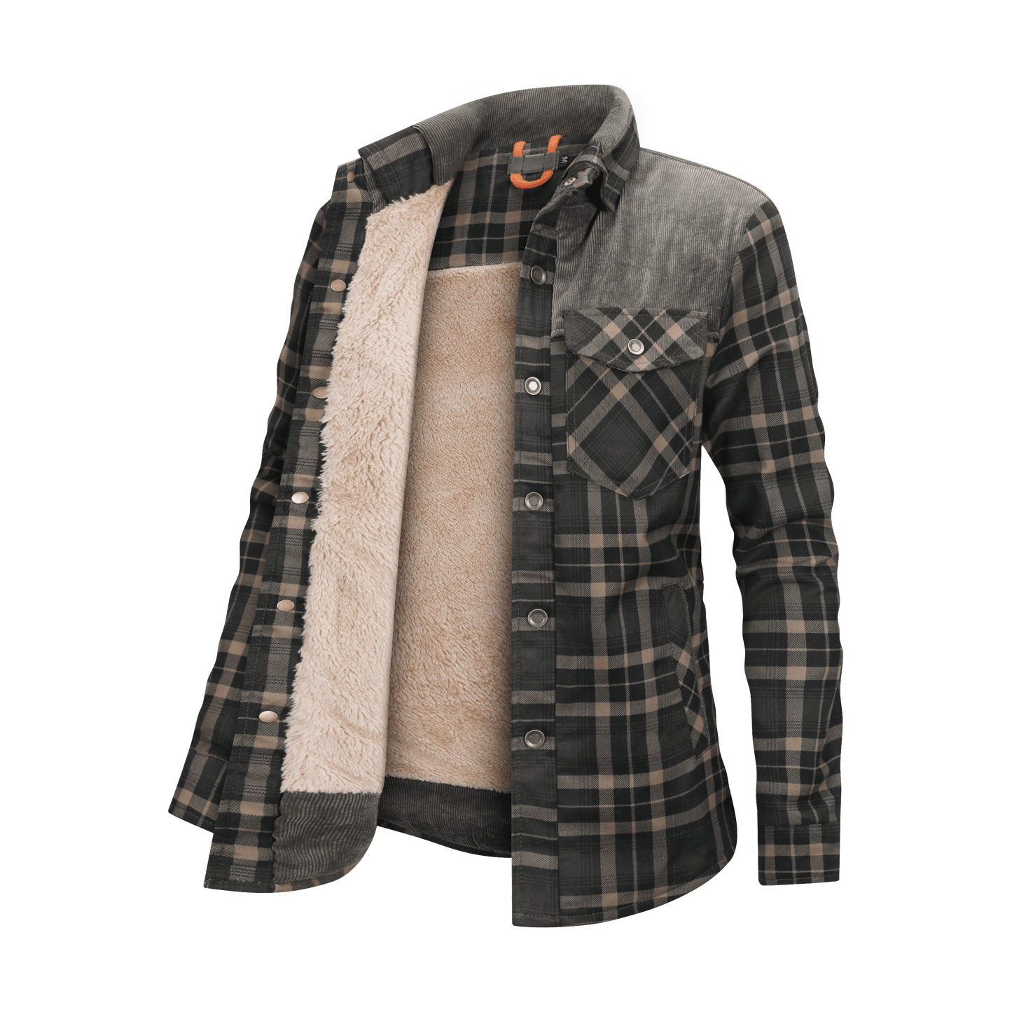 Fleece gefütterte Jacke | Kariert | Button-Up | Karierte Jacke | Herren Überhemd-Armeegrün-XS-Chaps Herrenmode