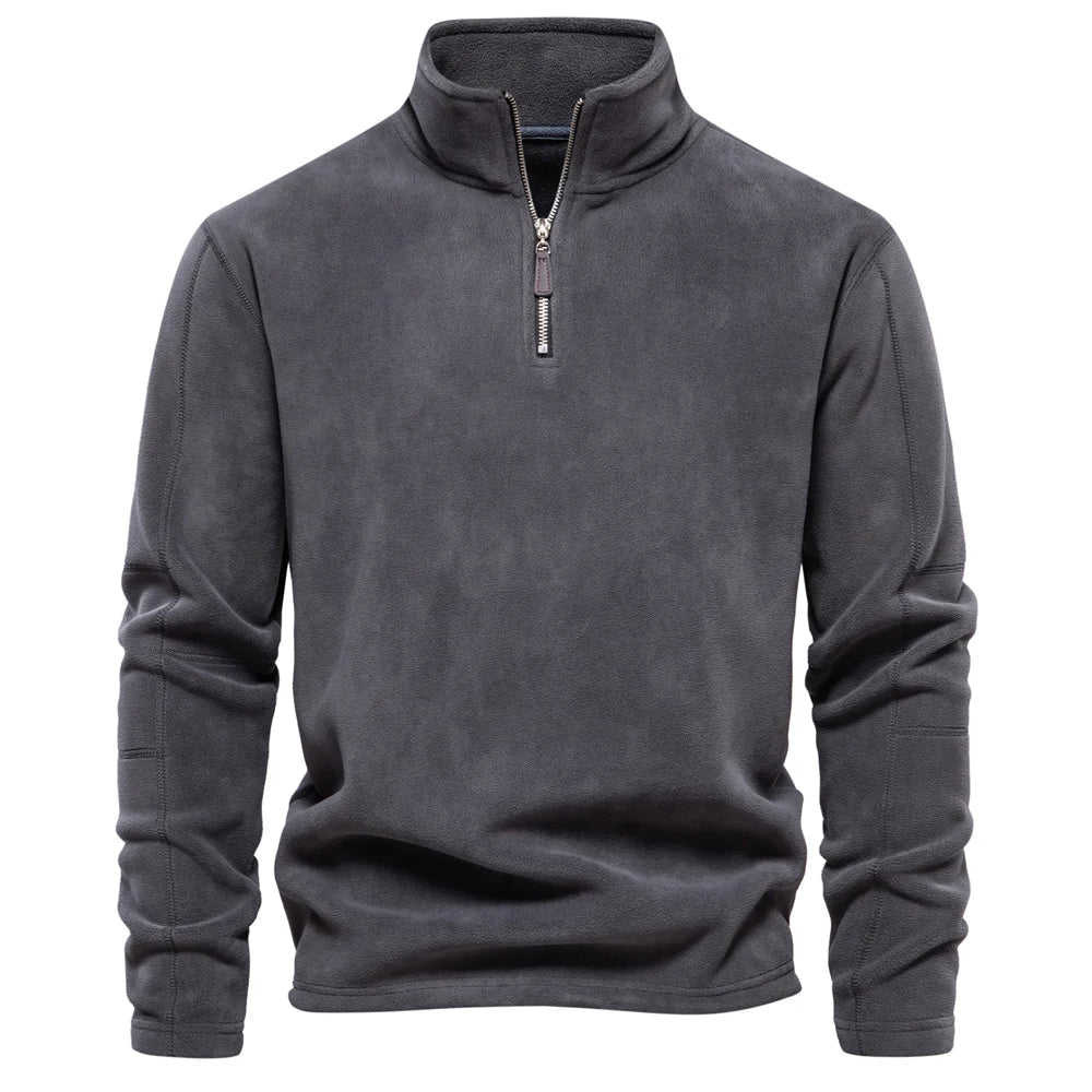 Fleece mit halbem Reißverschluss – Warm – Fleece-Pullover mit kurzem Reißverschluss – Herrenbekleidung-Dunkelgrau-S-Chaps Herrenmode