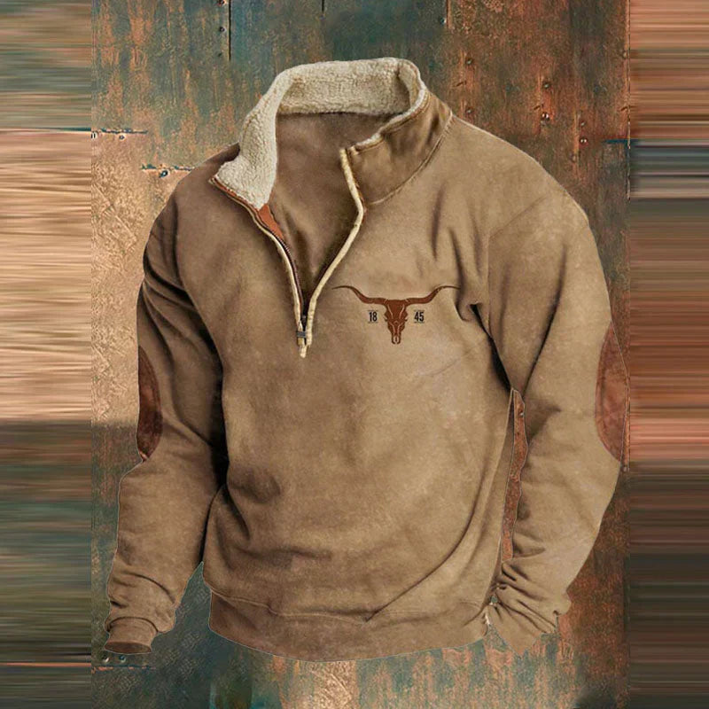 Fleece mit halbem Reißverschluss | Warm | Tasche | Herren-Fleecepullover mit halbem Reißverschluss | Winterkleidung-Braun-S-Chaps Herrenmode
