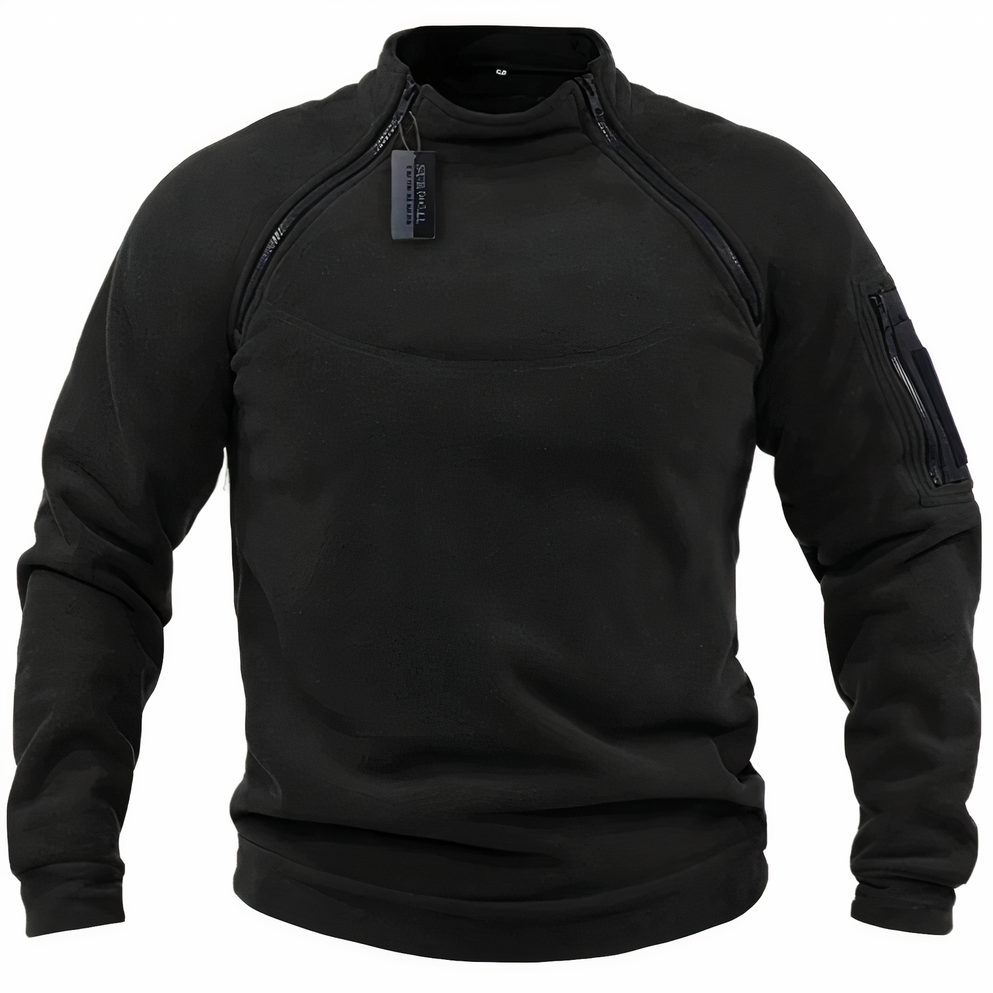 Fleecehemd - Herren Quarter Zip Fleece Sweater Pullover-Schwarz-S-Chaps Herrenmode