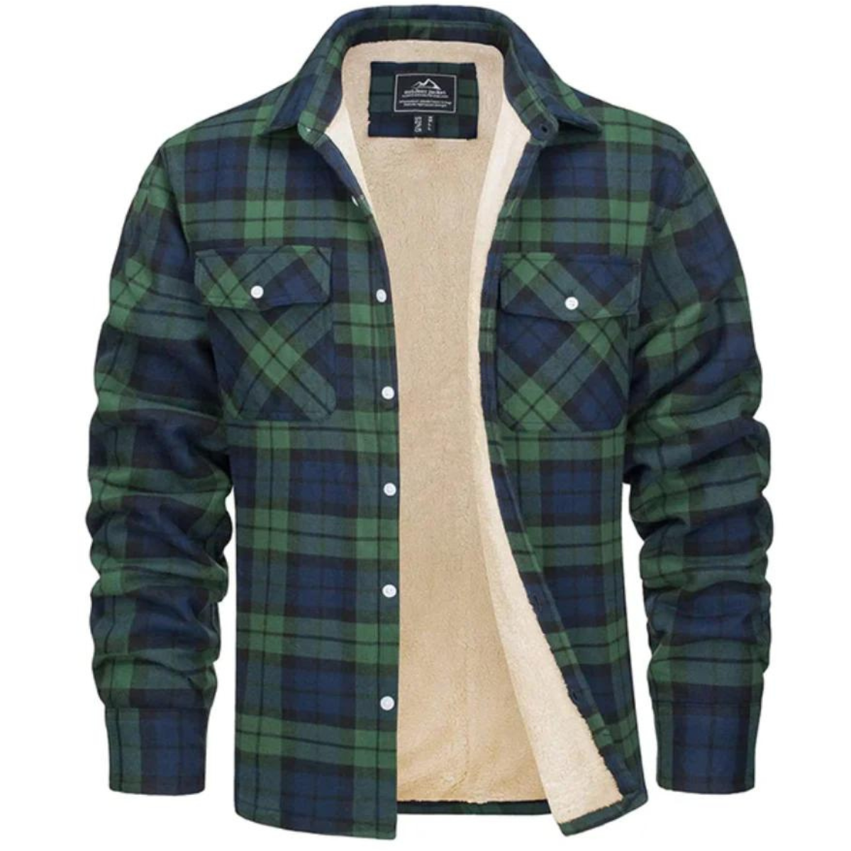 Fleecehemd - Karierte Button-up-Jacke für Männer-Grün-S-Chaps Herrenmode